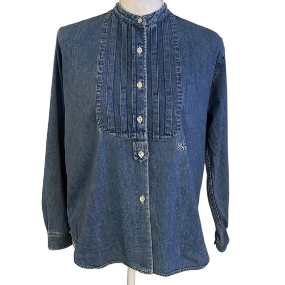 Vintage LRL Lauren Ralph Lauren Size PS SP Denim Jean Shirt Button Up FLAW - Picture 1 of 7